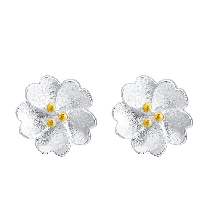 Fortune Jewel 925 Sterling Silver Cherry Blossoms Floral Calm Stud Earrings