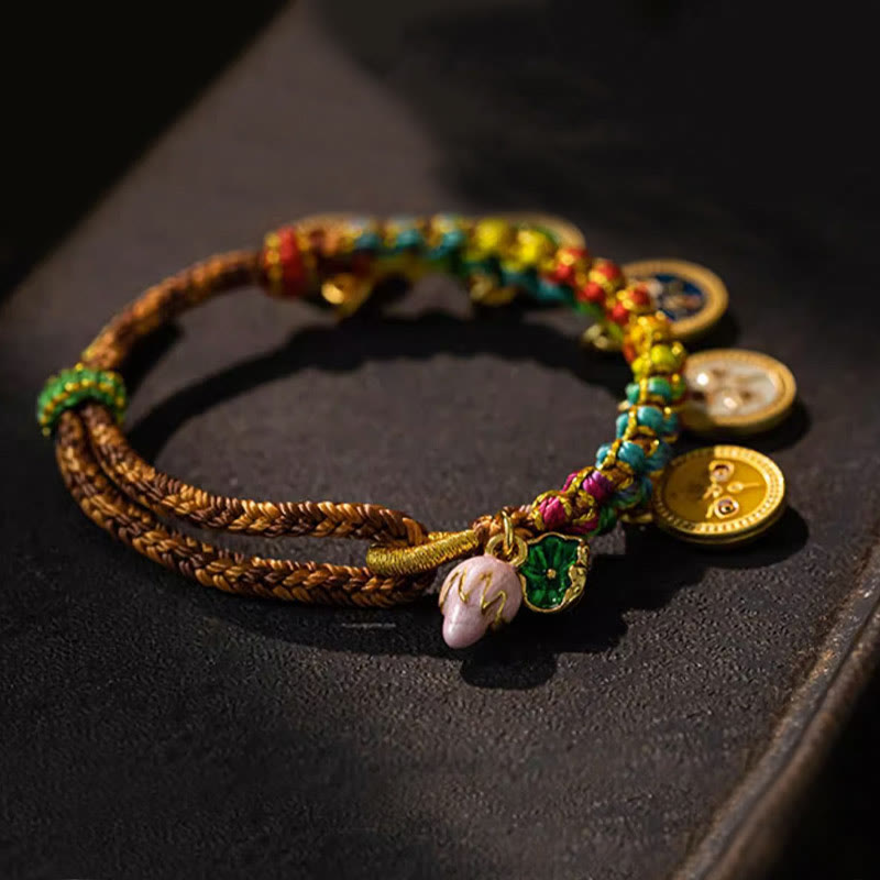 Fortune Jewel Tibetan Colorful Rope Five God Of Wealth Luck Braid Bracelet