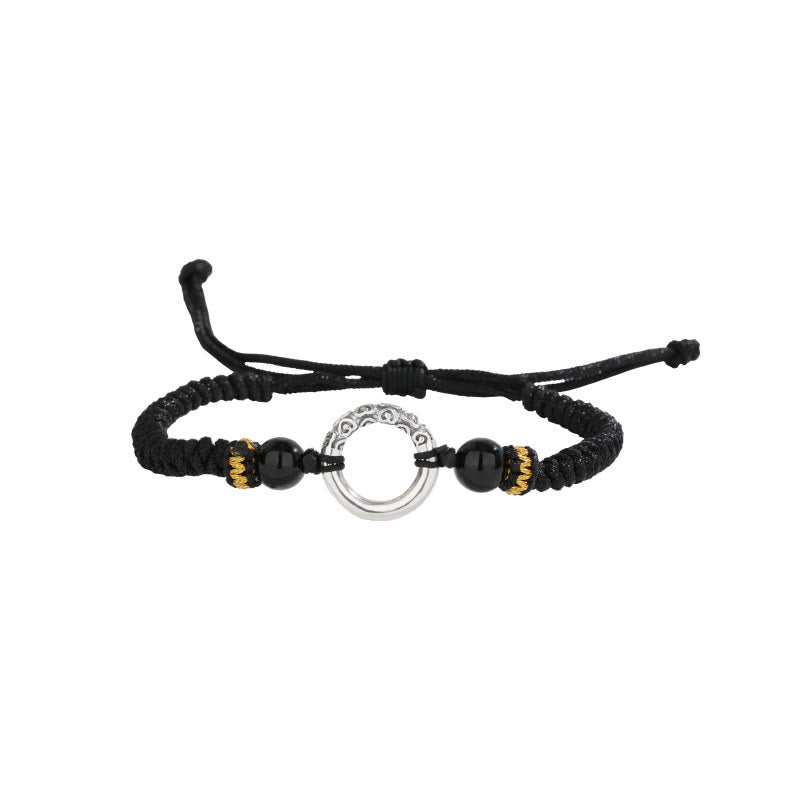 Fortune Jewel 925 Sterling Silver Peace Buckle Auspicious Clouds Fortune Braided Bracelet