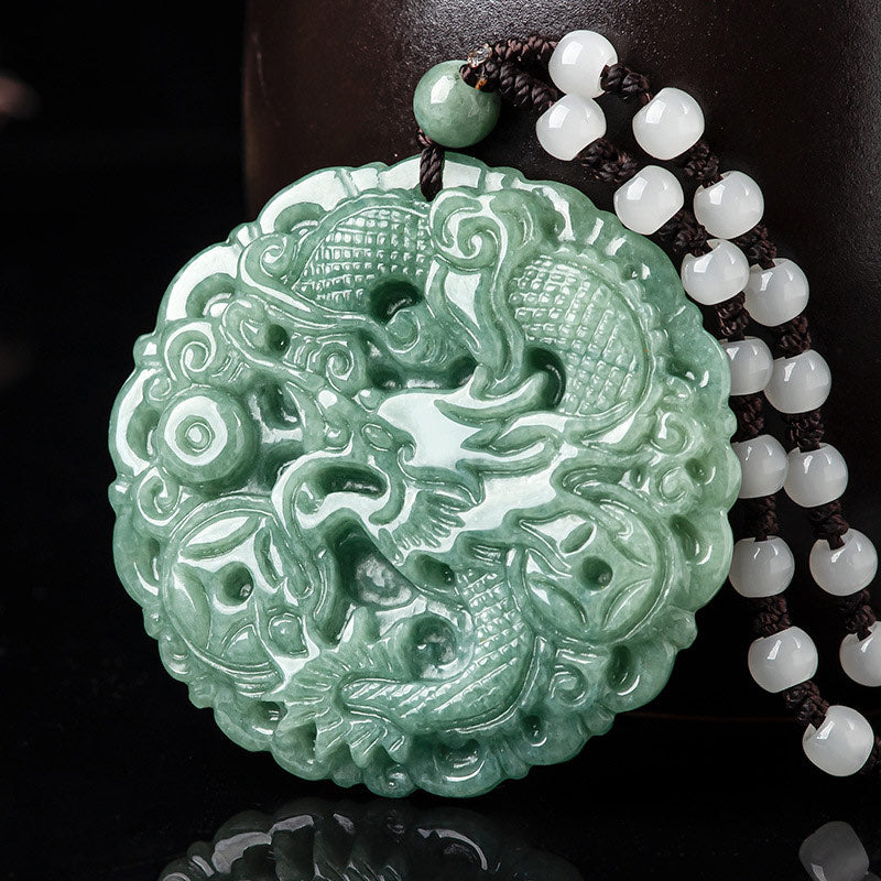 Fortune Jewel Chinese Zodiac Dragon Jade Fortune Necklace String Pendant Fortune Jewel