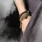 Fortune Jewel Vintage Lava Rock Brass Copper Healing Multilayered Bracelet