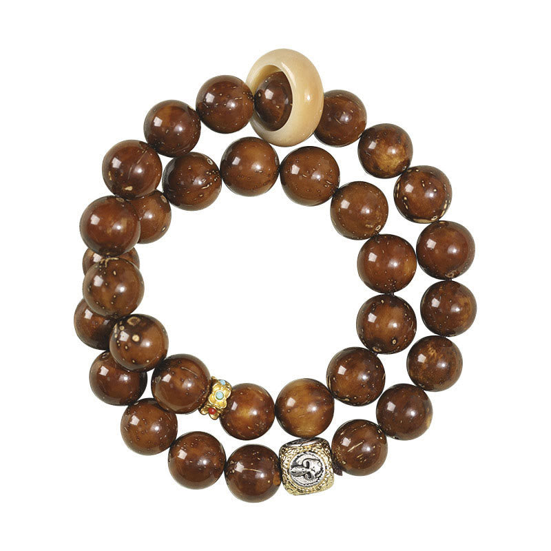 Fortune Jewel Tibetan Natural Purple Gold Rat Bodhi Seed Wealth Double Wrap Bracelet