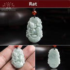 Fortune Jewel Natural Jade 12 Chinese Zodiac Sucess Pendant Necklace Fortune Jewel
