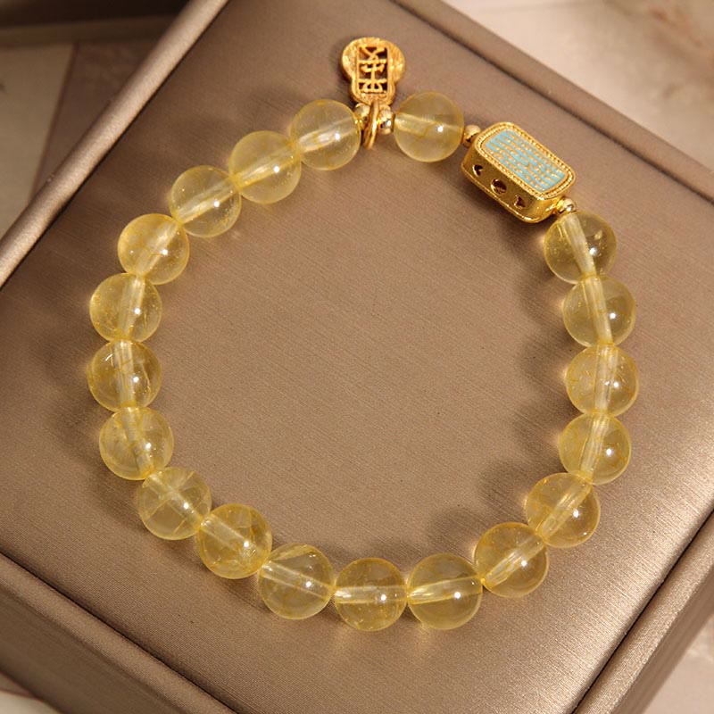 Fortune Jewel Natural Citrine Five Scriptures Generosity Bracelet