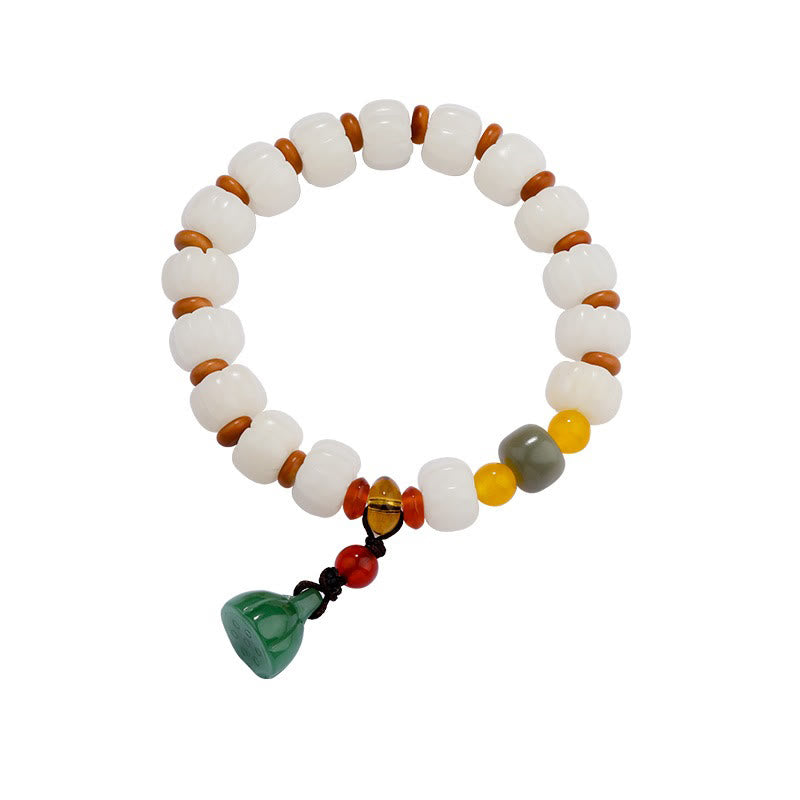 Fortune Jewel Natural Bodhi Seed Red Agate Bodhi Calm Harmony Engraved Pumpkin Bead Lotus Bracelet