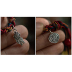 Fortune Jewel Tibetan Handmade Colorful Thread 925 Sterling Silver Koi Fish Protection Strength String Bracelet
