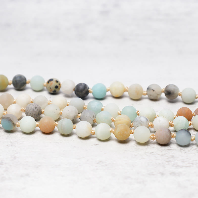 Fortune Jewel 108 Amazonite Beads Tassel Mala Bracelet