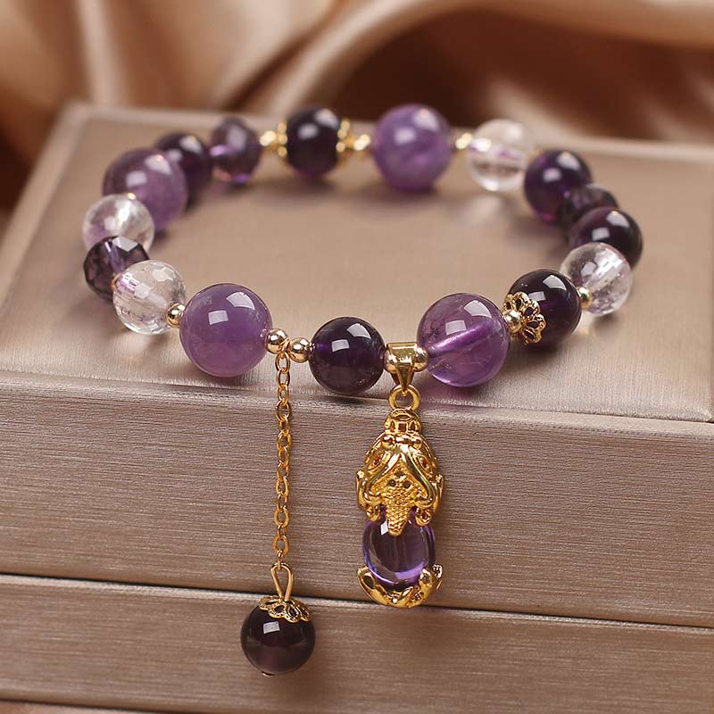 Fortune Jewel  Natural Amethyst PiXiu Healing Bracelet