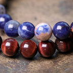 Fortune Jewel Black Obsidian Sodalite Crystal Copper Strength Couple Bracelet