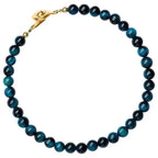 Fortune Jewel Natural Blue Tiger Eye Stone Protection Chain Bracelet