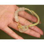 Fortune Jewel Natural Hetian Jade Bead Double Peace Buckle Fu Character Abundance Braided Bracelet