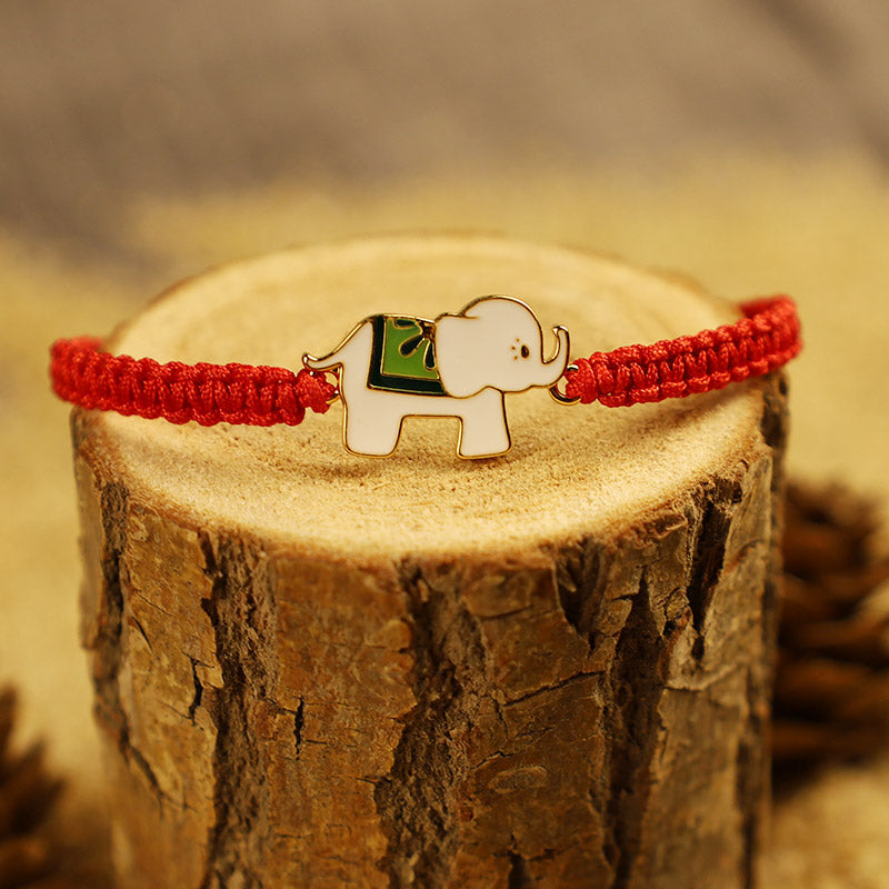 Fortune Jewel Tibetan Handmade 925 Sterling Silver Lucky Elephant Red String Bracelet