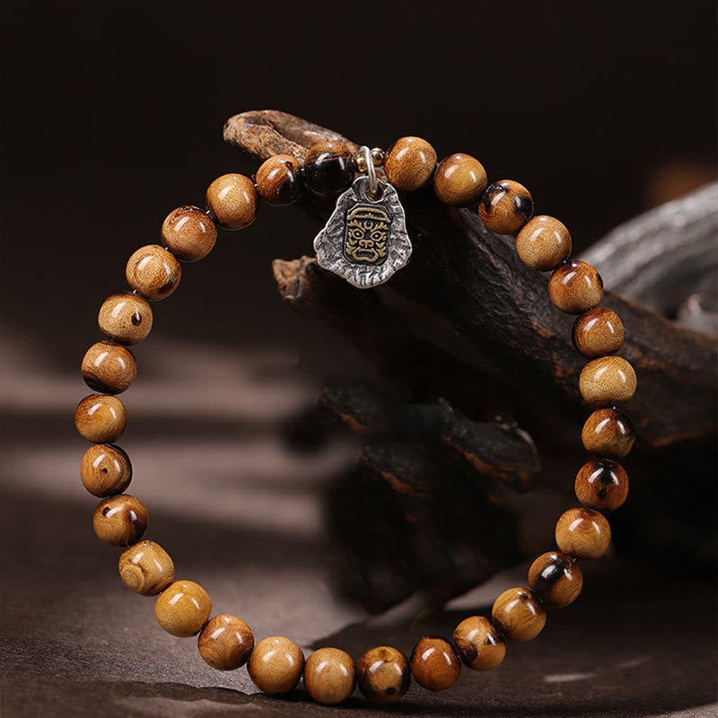 Fortune Jewel 925 Sterling Silver Natural Golden Sea Willow Zakiram Goddess of Wealth Lucky fortune Fu Character Success Bracelet