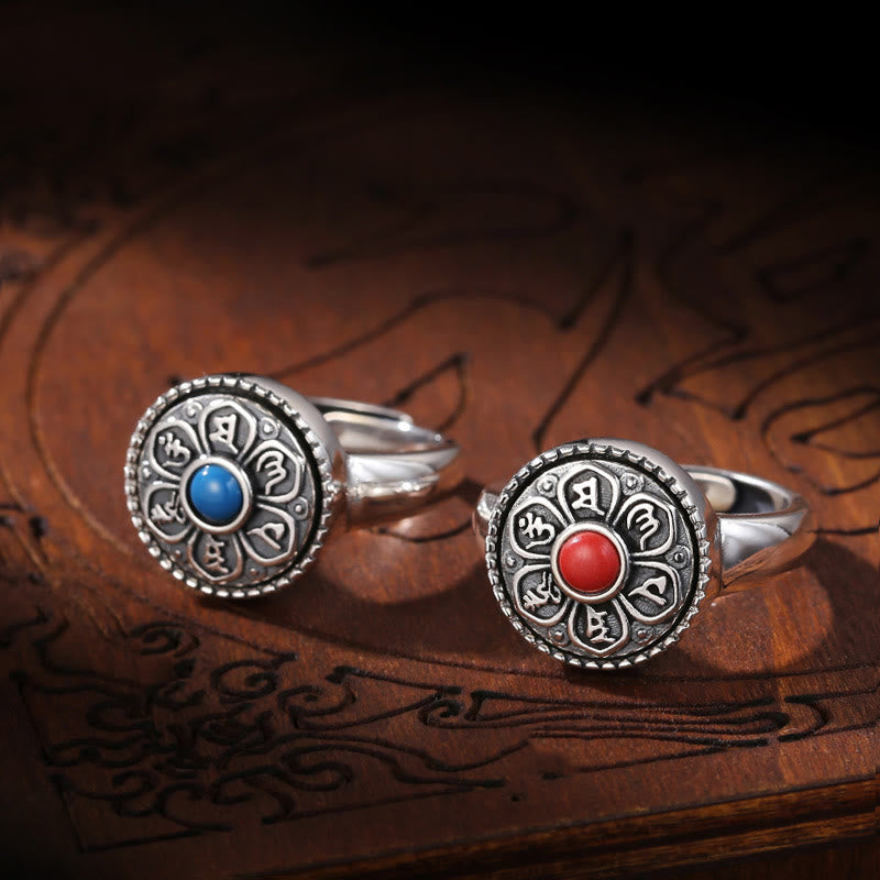 Fortune Jewel Tibetan Om Mani Padme Hum Peace Rotatable Ring