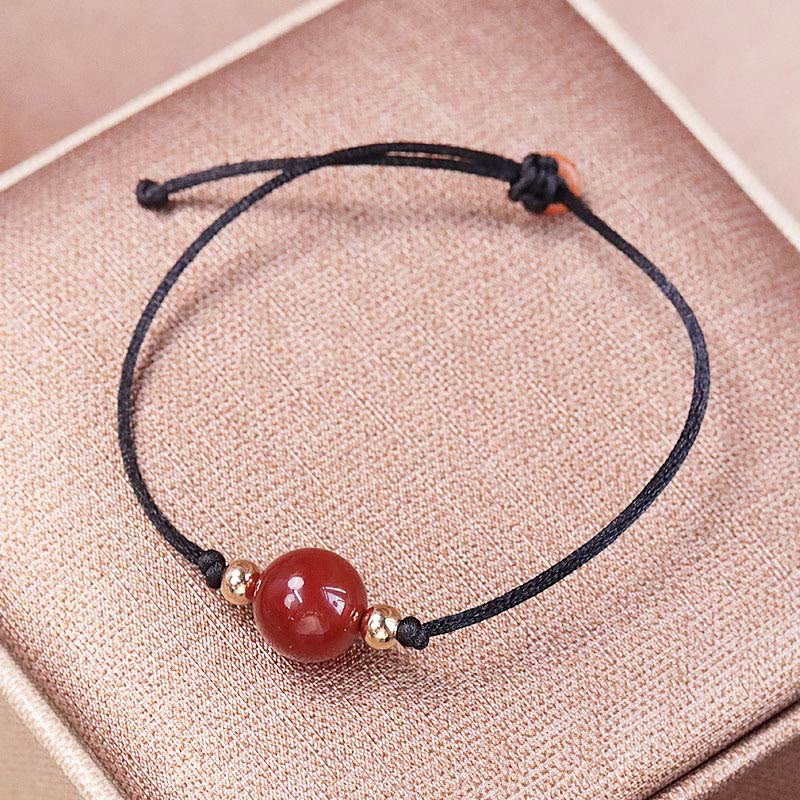 Fortune Jewel Natural Red Agate Chalcedony Self-acceptance Confidence String Bead Bracelet Necklace Pendant