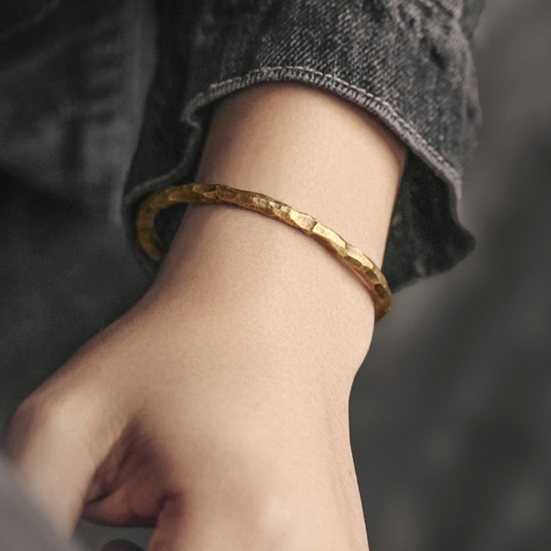 Fortune Jewel Tibetan Bump Texture Copper Luck Cuff Bracelet Bangle