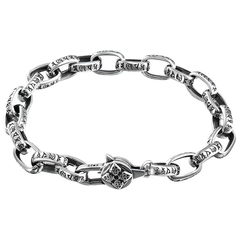 Fortune Jewel Om Mani Padme Hum Double Dorje Copper Engraved Wisdom Bracelet