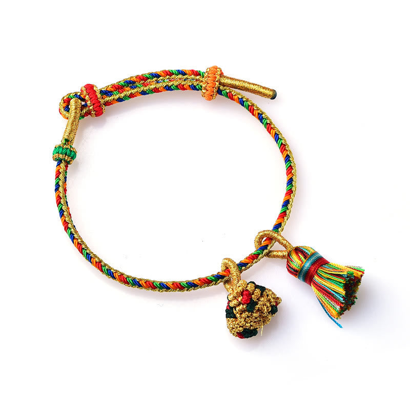 Fortune Jewel Colorful Rope Luck Handmade Zongzi Golden Ball Charm Bracelet
