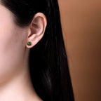 Fortune Jewel 925 Sterling Silver Plated Gold Natural Hetian Cyan Jade Bead Luck Stud Earrings