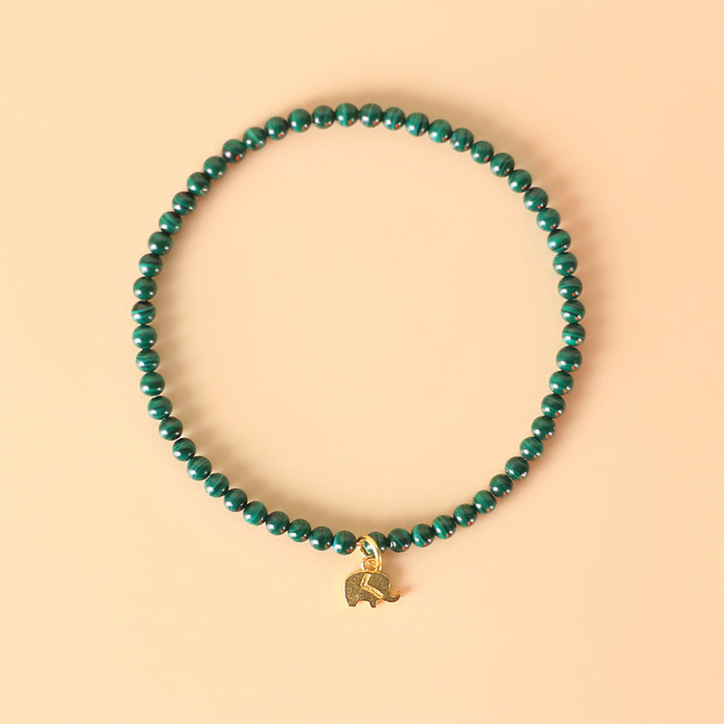 Fortune Jewel Natural Malachite Elephant Anti-Anxiety Charm Bracelet