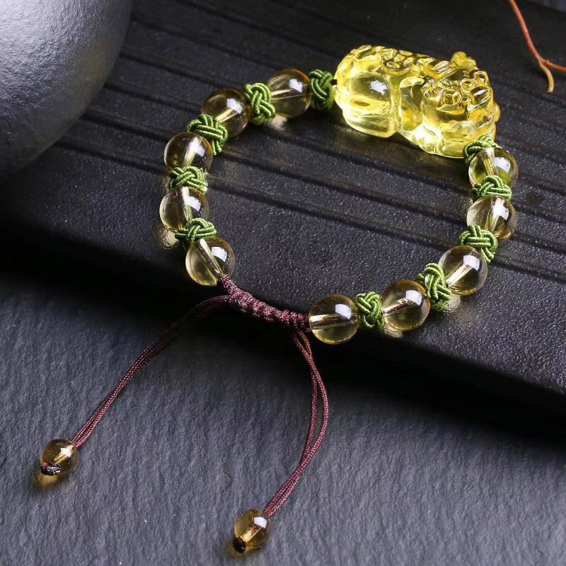 Fortune Jewel Natural Citrine Pixiu Wealth Protection Bracelet