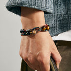 Fortune Jewel 925 Sterling Silver Tiger's Eye Bodhi Seed Handmade Courage Bracelet