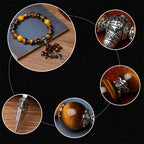 Fortune Jewel Natural Tiger Eye Red Agate Dragon Vein Agate Stone Vajra Dorje Power Healing Bracelet Car Decoration