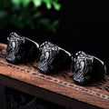 Fortune Jewel FengShui PiXiu Black Obsidian Strength Ring