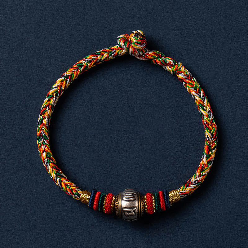 Fortune Jewel 925 Sterling Silver Tibet Handmade Om Mani Padme Hum Luck Protection King Kong Knot Braided Bracelet - Fortune Jewel