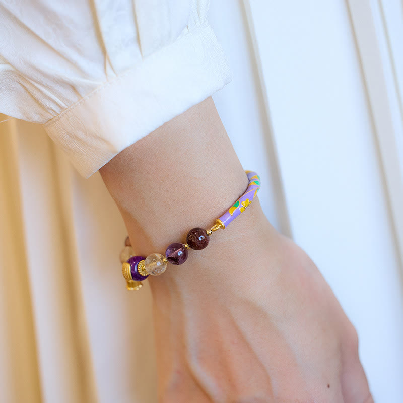 Fortune Jewel Purple Phantom Purple Jade Scripture Citrine Love Wisdom Bracelet Bangle