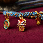 Fortune Jewel Tibetan Zakiram Goddess of Wealth Thangka Luck Prayer Wheel Braid String Bracelet