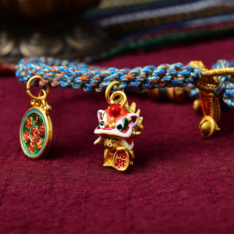 Fortune Jewel Tibetan Zakiram Goddess of Wealth Thangka Luck Prayer Wheel Braid String Bracelet