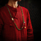 Fortune Jewel 108 Mala Beads Cyan Jade Red Agate Laughing Buddha Luck Bracelet Fortune Jewel