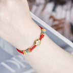 Fortune Jewel Dunhuang 925 Sterling Silver Lotus Drum New Beginning Red Rope Bracelet