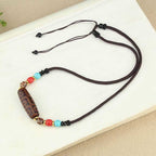 Fortune Jewel Tibetan Nine-Eye Dzi Bead Three-eyed Dzi Bead Protection String Necklaces Pendant