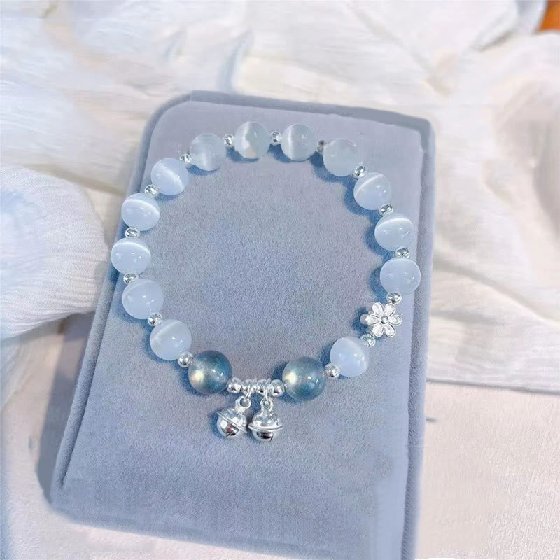 Fortune Jewel Cat's Eye Crystal Peach Blossom Bell Fu Character Charm Support Bracelet