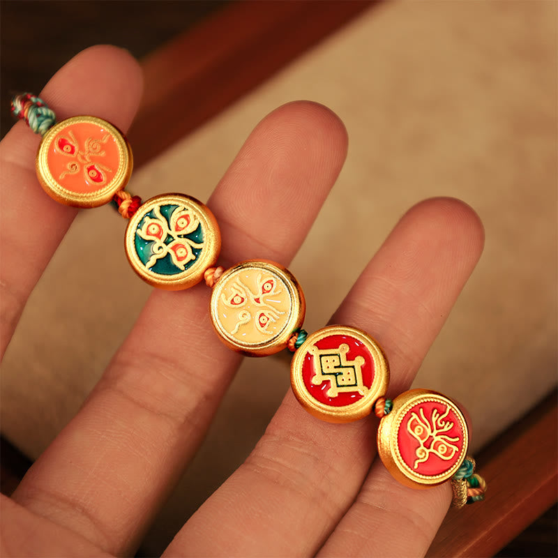 Fortune Jewel Tibetan Five God Of Wealth Colorful Rope Braided Luck Bracelet
