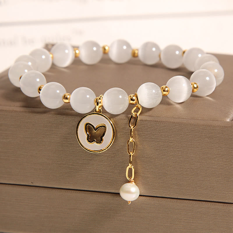 Fortune Jewel Cat's Eye Butterfly Charm Love Bracelet
