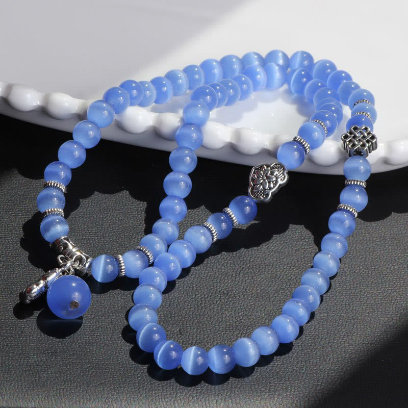 Fortune Jewel Cat Eye PiXiu Support Triple Wrap Bracelet