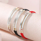 Fortune Jewel 925 Sterling Silver Red String Layered Braid Bracelet - Fortune Jewel