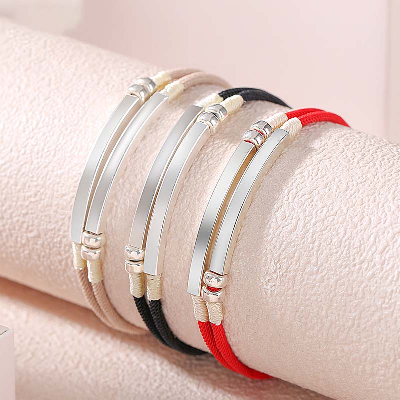 Fortune Jewel 925 Sterling Silver Red String Layered Braid Bracelet - Fortune Jewel