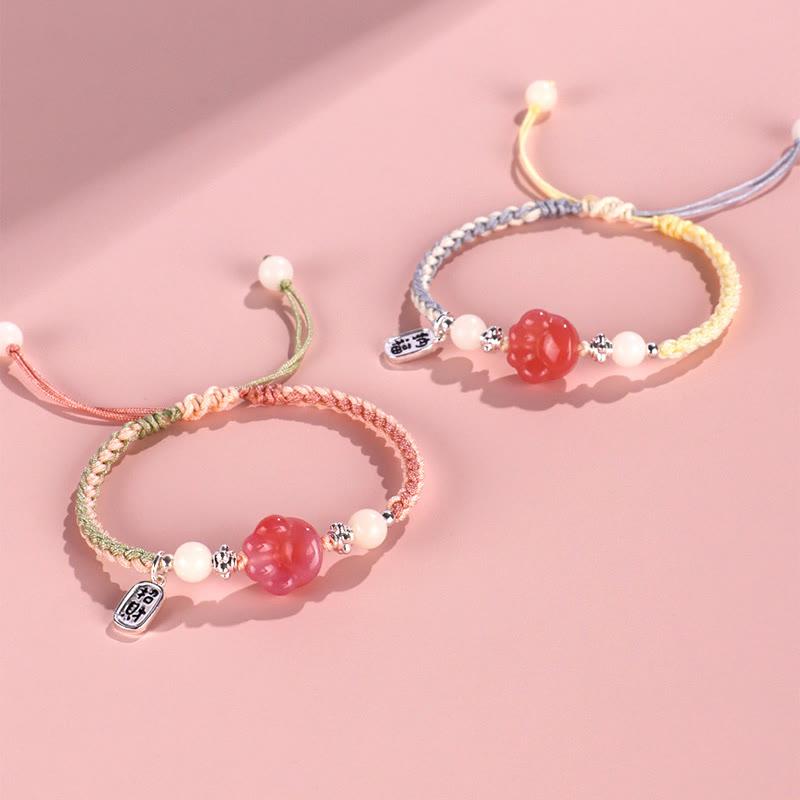 Fortune Jewel Yanyuan Agate Cat Claw Paw White Bodhi Seed Fu Character Positive Braided Rope Bracelet