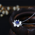 Fortune Jewel 925 Sterling Silver Lazurite Lotus Flower Self Care Necklace Pendant