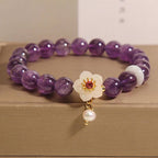 Fortune Jewel Natural Amethyst White Agate Pearl Charm Balance Bracelet