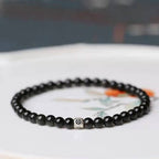 Fortune Jewel Natural Black Obsidian Smoky Quartz Purification Strength Bracelet