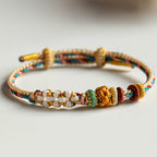 Fortune Jewel Handmade Dunhuang Color Peach Blossom Pattern Braid String Bracelet