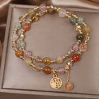 Fortune Jewel Multicolored Rutilated Quartz Fu Character Auspiciousness Bracelet