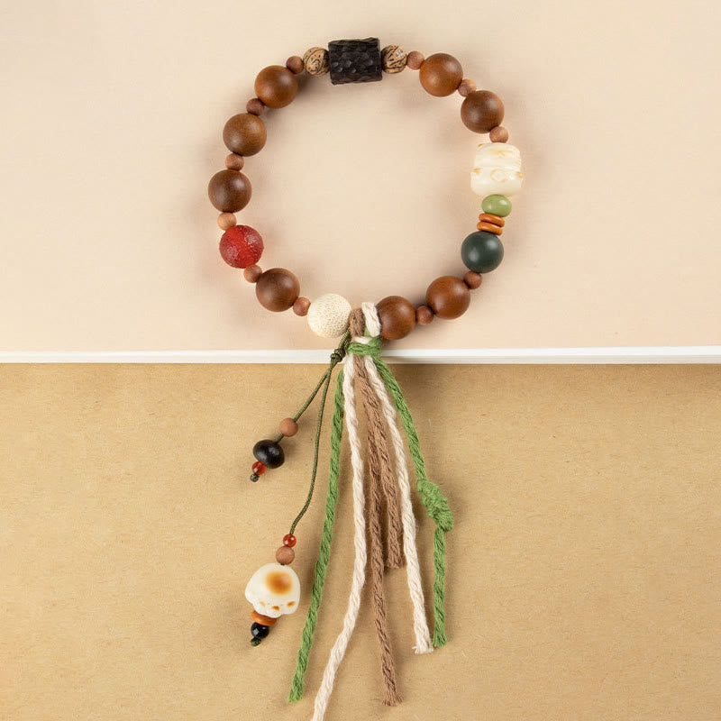 Fortune Jewel Lightning Strike Wood Bodhi Seed Cat Paw Claw Auspiciousness Protection Tassel Bracelet