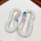 Buddha3bodhi 12mm Angled-Cut White Bodhi Bracelet with Rainbow Cat's Eye Beads