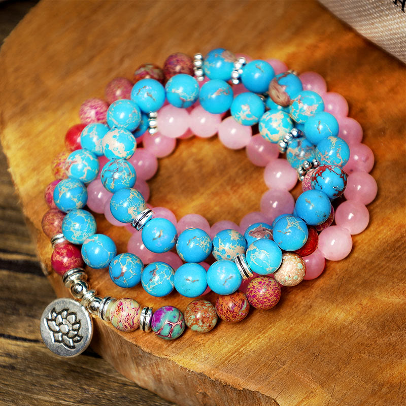 Fortune Jewel Tibetan Purple Miano Real Bead Harmony Lotus Mala